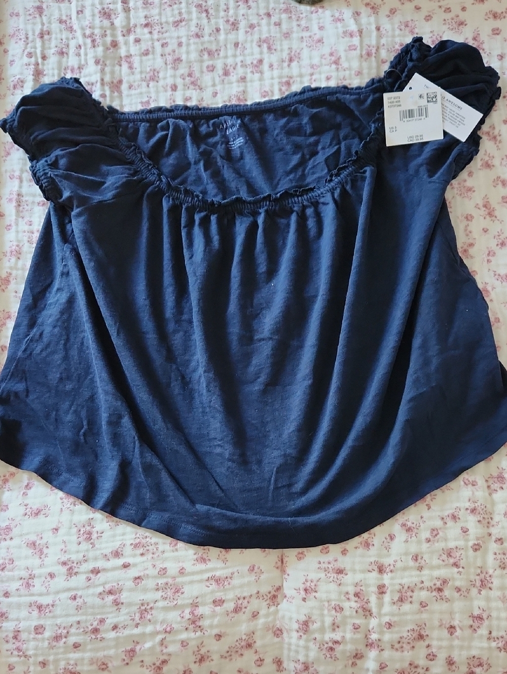 American Eagle Navy Blue Elastic Waist Top